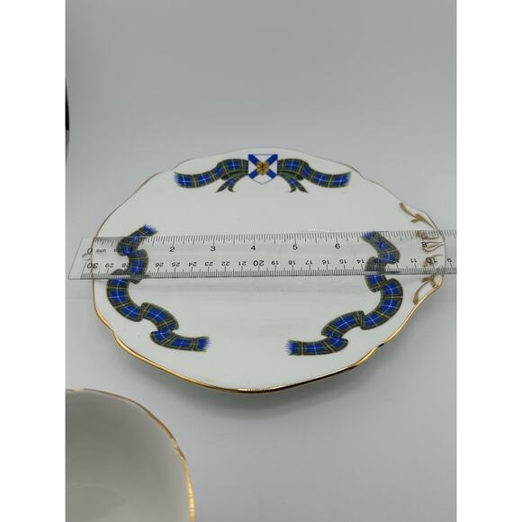 Vintage Adderly Blue Tartan "Nova Scotia" Tea Cup and Snack Plate Set Bone China - Picture 9 of 9